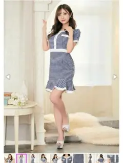 Dazzyキャバクラ ツイード マーメイドチェック柄ドレス