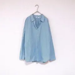 UNIQLO／エクストラファインコットンストライプシャツ／ブルー／Ｌ