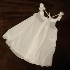 ホワイト フラワーモチーフ ノースリーブキャミワンピース