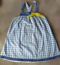 キッズ albetta ノースリーブ ワンピース チェック柄 黄色リボンのサムネイル