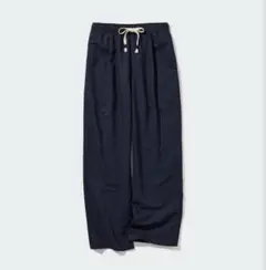 【新品未使用】ユニクロ　UNIQLO リネンブレンドイージーパンツ　ネイビー　S