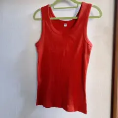 UNIQLO リブ編みタンクトップ L オレンジ