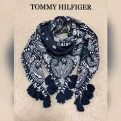 TOMMY HILFIGERストール 大判 ペイズリー柄 ネイビー スカーフのサムネイル