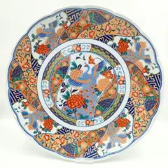 【未使用】有田焼 謙山窯 大皿 飾り皿 金襴手 孔雀 豪華絢爛