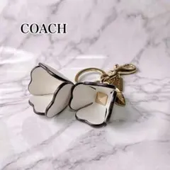 COACH Leather Flower Bag Charm Keyring