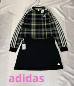 新品adidas ゴルフタータンチェック柄 ニット　裏起毛スカートセットアップ