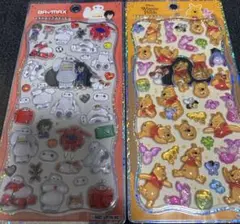 正規品　プーさん ベイマックス　プチドロップステッカー　ディズニー