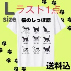 猫 Tシャツ ホワイト L　猫好き　おもしろ　面白い　半袖　猫グッズ　ねこ　ネコ