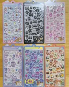 正規品★ボンボンドロップシール ぴこぴこ めしめし ガーリー ブラック 6種