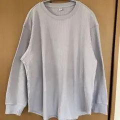 ユニクロ ワッフルクルーネックT(長袖) パープル XL