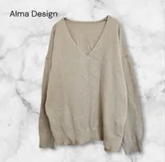 Alma Design Vネック ニット セーター ベージュ ゆったり