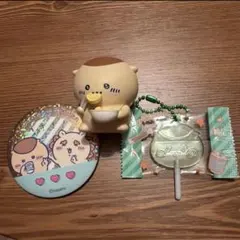 ちいかわ　くりまんじゅう　ソフビパペットマスコット　指人形　缶バッジ　チャーム