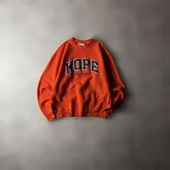 00s チャンピオン　刺繍カレッジロゴ　オレンジ　スウェットトレーナー