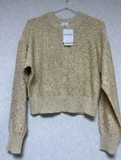 ユナイテッドアローズ グリーンレーベル　スパンコールショート丈カーディガン M