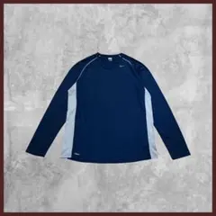 US古着 NIKE ナイキ プリントロゴ ロンT 長袖 ネイビー XXLサイズのサムネイル