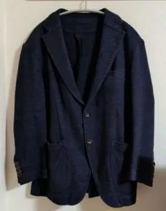 ネイビー ウール混テーラードジャケット