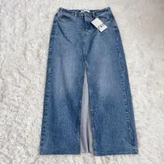 新品未使用 ZARA フロントスリットデニムロングスカート S