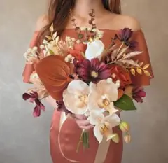 テラコッタ　アーティフィシャルフラワー　ウェディング　ブーケ　造花　結婚式