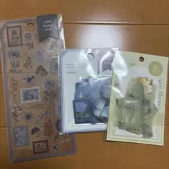 s**様 【最終価格】フラワーモチーフシール（グレー、ブルー、グリーン）