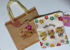 【新品未使用】日焼けキティ PVCトートバッグ 巾着 2点セット