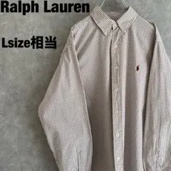 ラルフローレン L 長袖チェックシャツ タッターソール 白 ボルドー ポニー刺繍のサムネイル