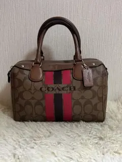 廃盤coachミニボストンバッグ 2way シグネチャー ヴァーシティストライプのサムネイル