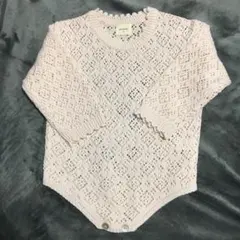 【新品未使用】MONBEBE 透かしレースロンパース  ピンク(M)