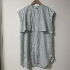 RIVETTA ノースリーブ　ストライプシャツ　レイヤード　バックリボン　L