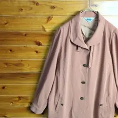 チェスターコート　スプリングコート　ピンクベージュ　ジャケット　XL　古着