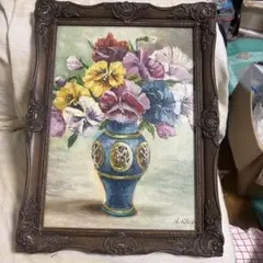 西崎信介 油彩画 花 額装 静物画 現代美術 - メルカリ