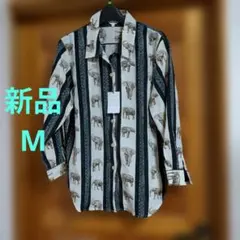 新品 レディース 長袖シャツ 象柄 9R M