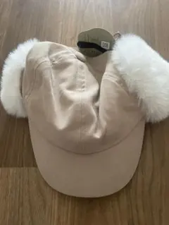 しまむら choco モリノリンクル アビエーターキャップ 54cm 淡薄橙