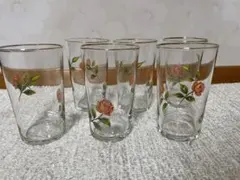 【美品】昭和レトロ グラス　ガラスコップ　バラ柄　5個セット