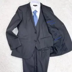 極美品★renoma HOMME 3ピース ネイビー セットアップ スーツ