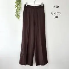 INED ウール混 スラックス ストレート サイズ7 ブラウン センタープレス