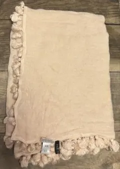 23区 シルク リネン ポンポン付きストール ピンク