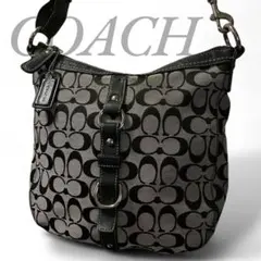 COACH コーチ ショルダーバック シグネチャー ブラック レザー キャンバス