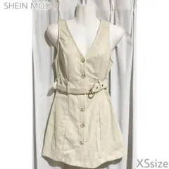SHEIN MOD ノースリーブワンピース XS ベルト付き コーデュロイ