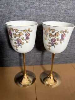 九谷焼　葡萄ワイングラス　ペアセット