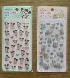 ミッキー&ミニー　プリンセス ぷくぷくシール　2枚セット
