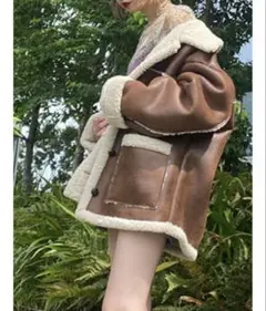 ブラウン シープスキン ムートンコート