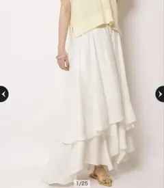 カデュネ フレアスカート リーフ柄 25ss ロングスカート CADUNE M