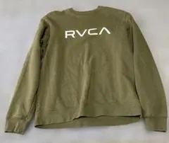 RVCA オリーブ色 ロゴ入りトレーナー　カーキ　S ユニセックス