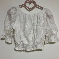 one way ホワイト フリルブラウス　フリーサイズ