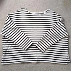 [美品]　しまむら　SEASON REASON ストライプ 九分袖カットソー