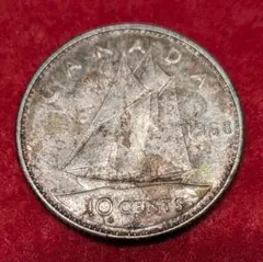 【美品】カナダドル　セント　銀貨　アンティーク カナダ 1ドル銀貨☆1958年／極美品／ブリティッシュコロンビア州