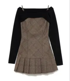 andmary Selena check mini dress brown