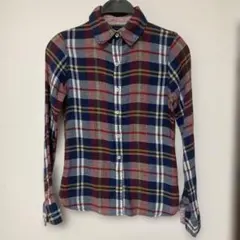 TOMMYHILFIGER レディース チェック柄 プリーツ加工長袖シャツ　４