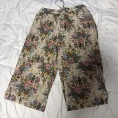 scuffers 花柄総柄ワイドシルエット パープル ハーフパンツ 希少デザイン scuffers 花柄総柄ワイドシルエット パープル ハーフパンツ 希少