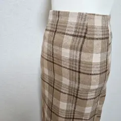 新品 秋冬 起毛 ABITOKYO チェックスカート タイト ロング モカ S